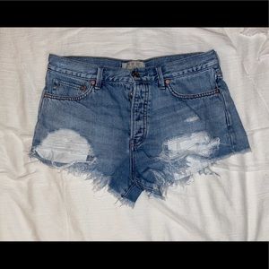 Distressed Blue Jean Shorts